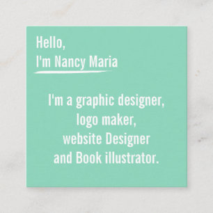 Minimal modern Teal Graphic design Square Business Card