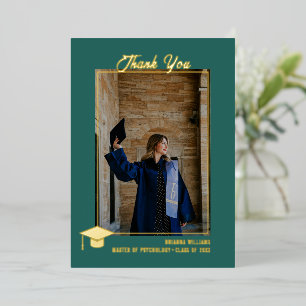 Minimal Modern Teal PhotoPop Graduation Thank You