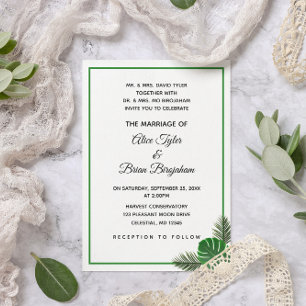 Minimal Modern Tropical Greenery Wedding Invitation