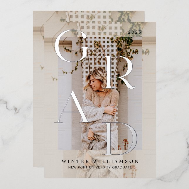 Minimal Modern Type Sheer Cream Overlay Grad Photo (Front/Back)