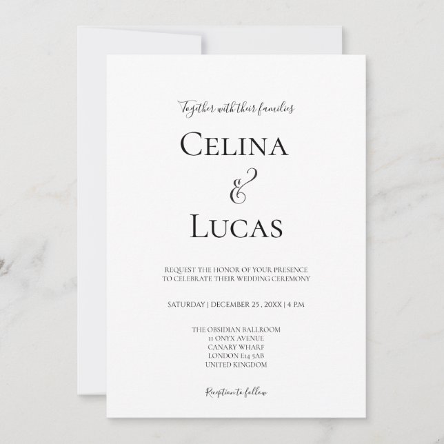 Minimal modern typography Black and white wedding Invitation (Front)
