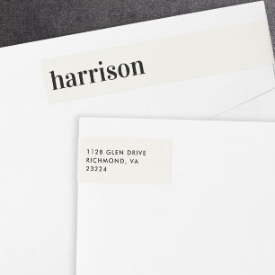 Minimal Modern Typography Cream Return Address Wrap Around Label