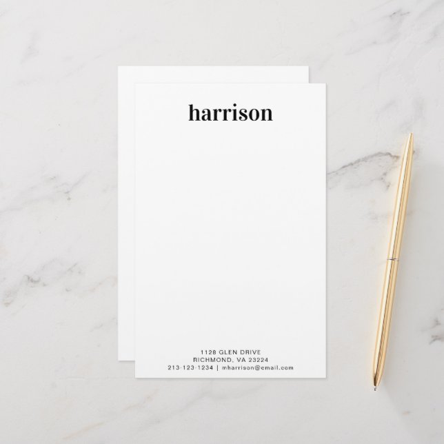 Minimal Modern Typography Monogram Personalised Stationery (Front/Back In Situ)