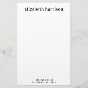 Minimal Modern Typography Name Return Address Stationery