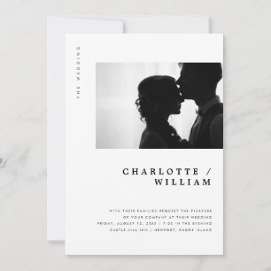 Minimal Modern Typography Photo Wedding Invitation