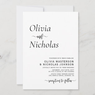 Minimal Modern Typography Script Monogram Wedding Invitation