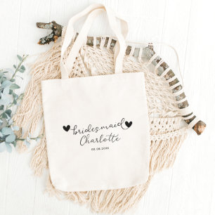 Minimal Modern Typography Wedding Bridesmaid Gift Tote Bag