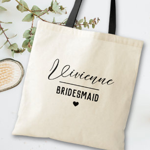 Minimal Modern Typography Wedding Bridesmaid Gift Tote Bag