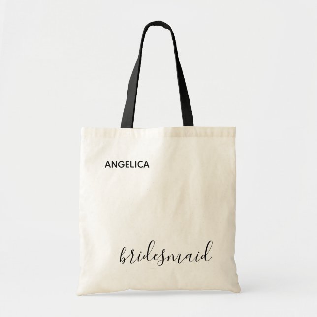 Minimal Modern Typography Wedding Bridesmaid Gift Tote Bag (Front)