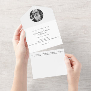Minimal  modern unique celebration of life  all in one invitation