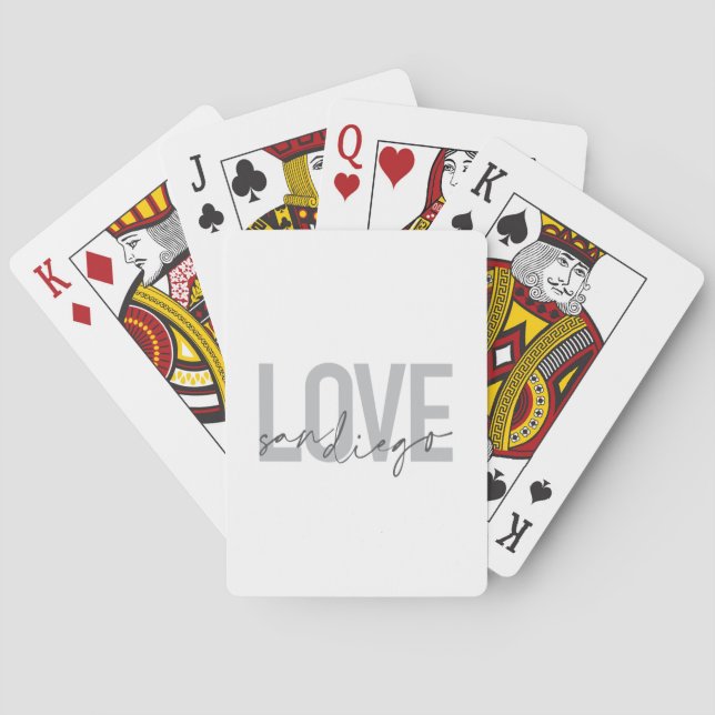 Minimal, modern, urban, cool design Love San Diego Playing Cards (Back)