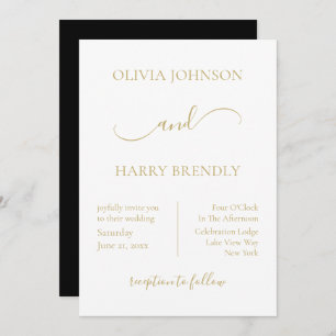 Minimal Modern Wedding Invitation   Gold Black