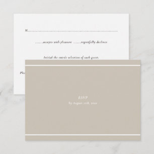 Minimal Modern Wedding   Neutral Greige Floral RSVP Card