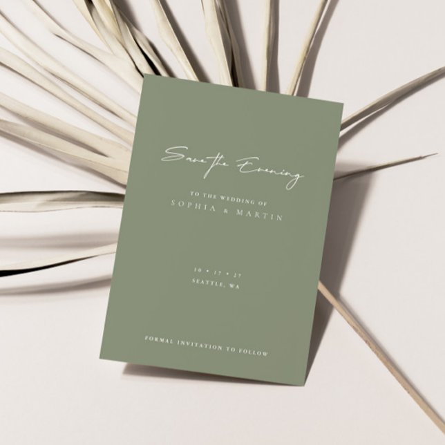 Minimal Modern Wedding Save the Evening Card (Minimal Modern Wedding Save the Evening Card)