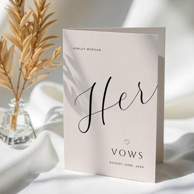 Minimal Modern Wedding Vow Book | Her Vows Announcement (Her Vows Booklet)