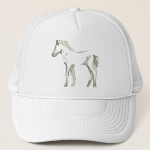 Minimal & Modern White Horse Drawing Elegant Cute Trucker Hat