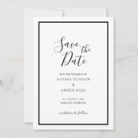 Minimal Modern White Muslim Wedding Save The Date