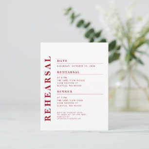 Minimal Modern White Red Rehearsal Dinner Elegant Invitation