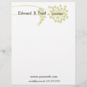Minimal Modern Wild Flower Floral Personalised Letterhead