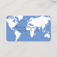 Minimal modern world map on blue