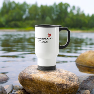 Minimal Mom Established Handwritten Name Year Travel Mug