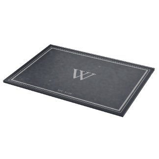 Minimal Monogram Anchor Grey | Silver Cutting Board