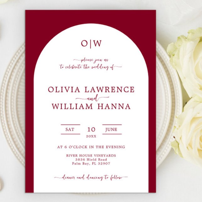 Minimal Monogram Arch Wedding Invitation (Creator Uploaded)