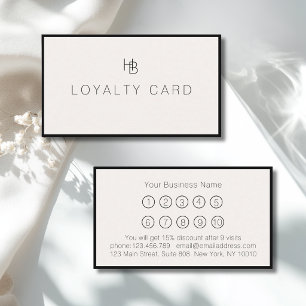 Minimal Monogram Beige Black Salon Loyalty Card