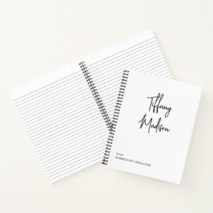 Minimal Monogram Black and White Custom Name Year Notebook