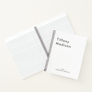 Minimal Monogram Black and White Custom Name Year Notebook