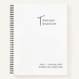  Minimal Monogram Black and White Custom Name Year Notebook