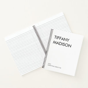 Minimal Monogram Black and White Custom Name Year Notebook