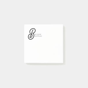 Minimal Monogram Black and White Custom Name Year Post-it Notes