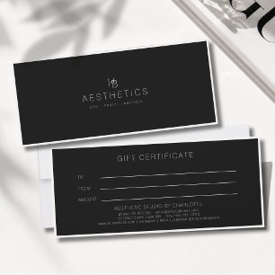 Minimal Monogram Black Salon Gift Certificate