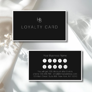  Minimal Monogram Black White Salon Loyalty Card