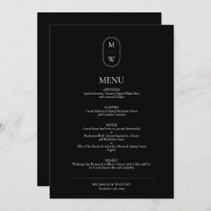 Minimal Monogram Black & White Wedding Menu