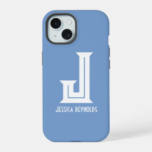 Minimal Monogram Blue iPhone 15 Case