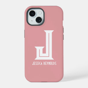 Minimal Monogram Blush Pink iPhone 15 Case