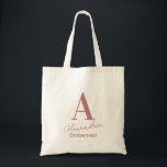 Minimal Monogram Bridesmaid Dusty Pink Tote Bag<br><div class="desc">This is a minimal, modern, personalised monogram design. This stylish design has trending dusty pink typography. It's perfect for a personalised gift for your bridesmaid or maid of honour and ideal as a bridal party hank you gift or as a party favour for your bachelorette party. To personalise, simply add...</div>