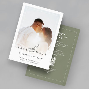 Minimal Monogram Budget Wedding Photo Frame Sage Save The Date