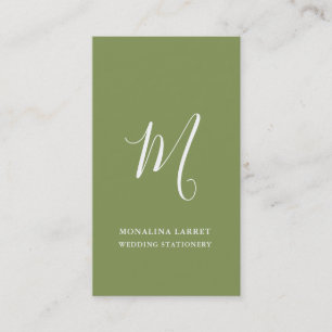 Minimal Monogram Chic Sage Green Modern Business Card