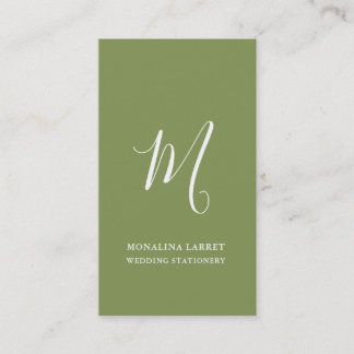 Minimal Monogram Chic Sage Green Modern Business Card