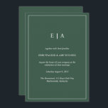 Minimal monogram forest green wedding invitation<br><div class="desc">Minimal monogram forest green wedding invitation</div>