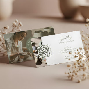 Minimal Monogram Hand Made Pottery Photo Collage Business Card