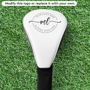 Minimal Monogram Initials Logo Black and White Golf Head Cover