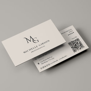 Minimal Monogram Initials MG Professional Sand Business Card
