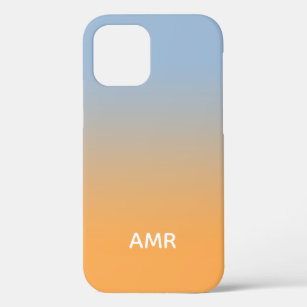 Minimal Monogram Light Blue to Orange Gradient iPhone 12 Case