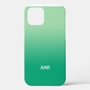 Minimal Monogram Light to Dark Green Gradient iPhone 12 Case