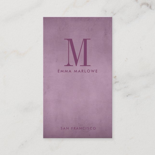 Minimal Monogram Lilac  Business Card (Front)