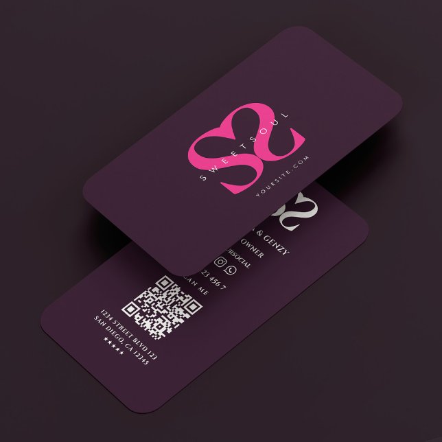 Minimal Monogram Logo S Purple Pink Beauty Business Card (Minimal Monogram Logo S Purple Pink Beauty Business Card
)
